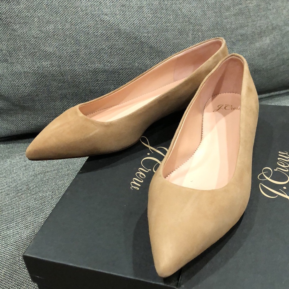 J.Crew Point Suede Flat- Ashen Brownsize 8 1/2